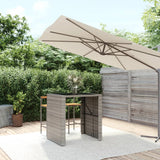 Vidaxl bartafel met glazen blad 105x80x110 cm poly rattan grijs