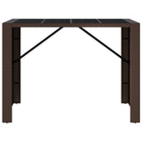 Vidaxl bartafel met glazen blad 145x80x110 cm poly rattan bruin