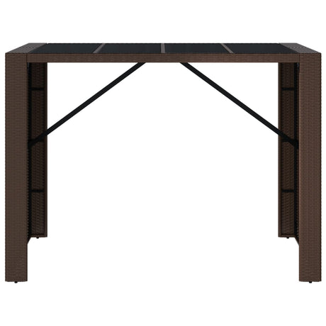 Vidaxl bartafel met glazen blad 145x80x110 cm poly rattan bruin