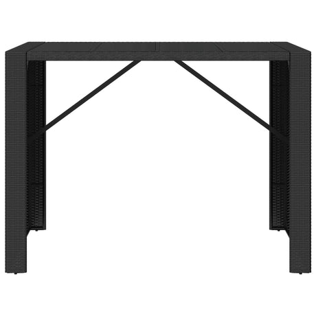 Vidaxl bartafel met glazen blad 145x80x110 cm poly rattan zwart