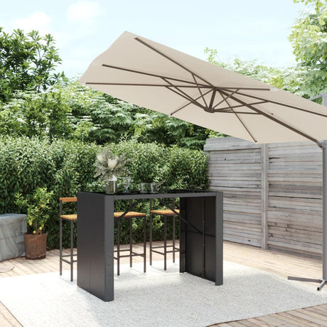 Vidaxl bartafel met glazen blad 145x80x110 cm poly rattan zwart