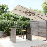 Vidaxl bartafel met glazen blad 145x80x110 cm poly rattan grijs