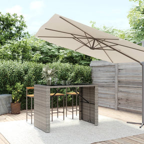 Vidaxl bartafel met glazen blad 145x80x110 cm poly rattan grijs