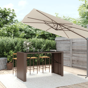 Vidaxl bartafel met glazen blad 185x80x110 cm poly rattan bruin