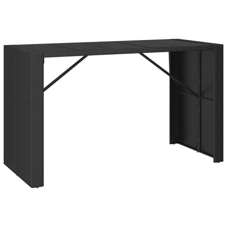 Vidaxl bartafel met glazen blad 185x80x110 cm poly rattan zwart