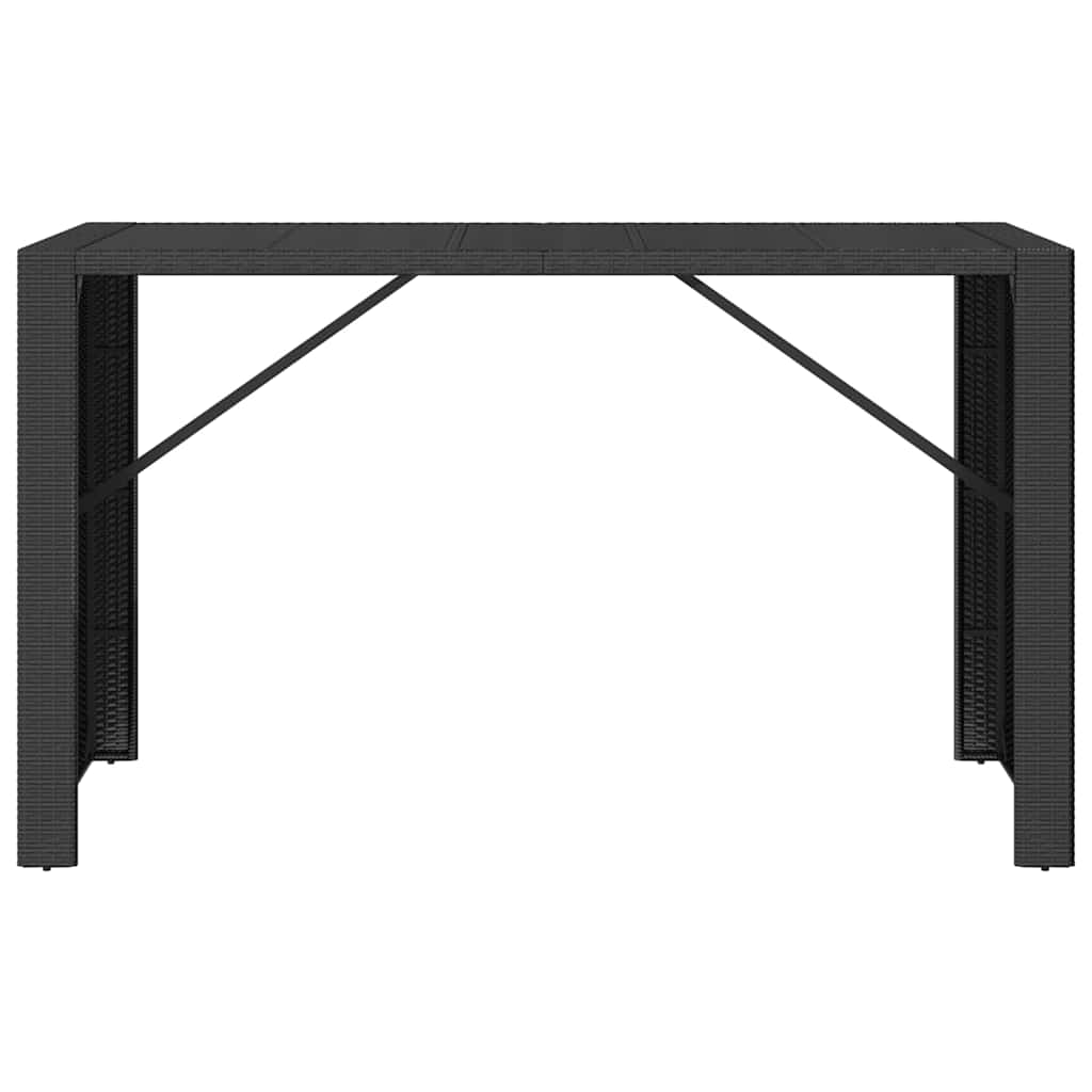 Vidaxl bartafel met glazen blad 185x80x110 cm poly rattan zwart