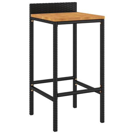 Vidaxl barkrukken 2 st poly rattan en massief acaciahout zwart