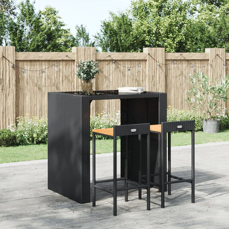 Vidaxl barkrukken 2 st poly rattan en massief acaciahout zwart