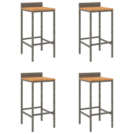 Vidaxl barkrukken 4 st poly rattan en massief acaciahout grijs