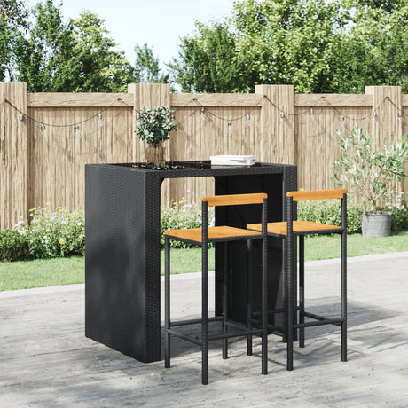 Vidaxl barkrukken 2 st poly rattan en massief acaciahout zwart