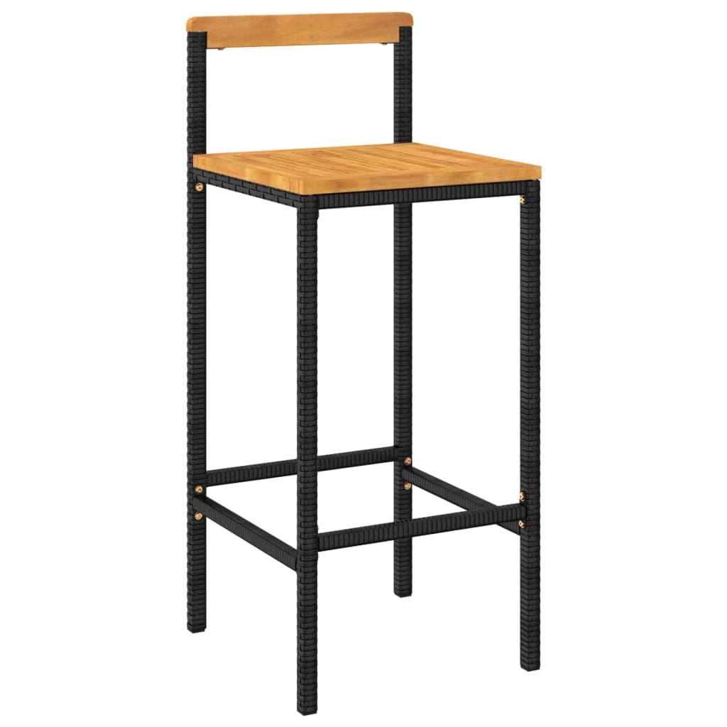 Vidaxl barkrukken 4 st poly rattan en massief acaciahout zwart