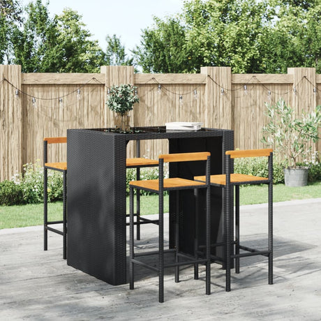 Vidaxl barkrukken 4 st poly rattan en massief acaciahout zwart