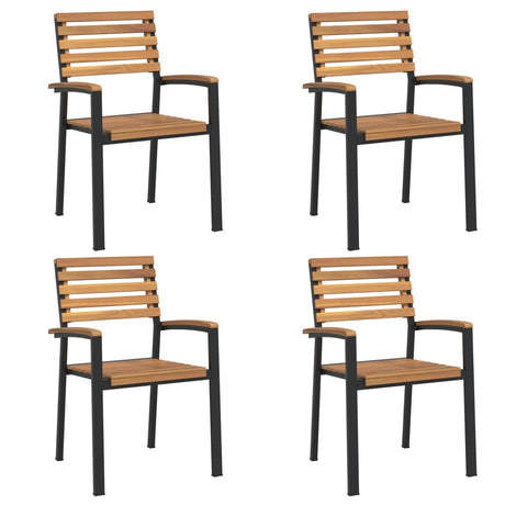Vidaxl tuinstoelen 4 st stapelbaar massief acaciahout en metaal