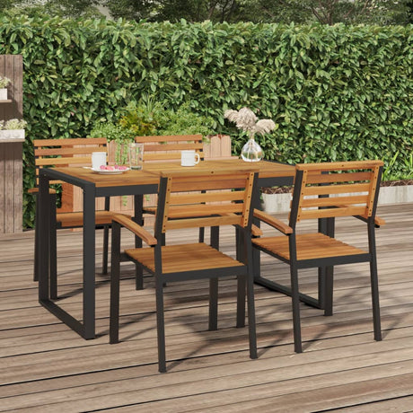 Vidaxl tuinstoelen 4 st stapelbaar massief acaciahout en metaal