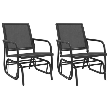 Vidaxl schuifstoelen voor tuin 2 st 61x76x87 cm textileen staal zwart