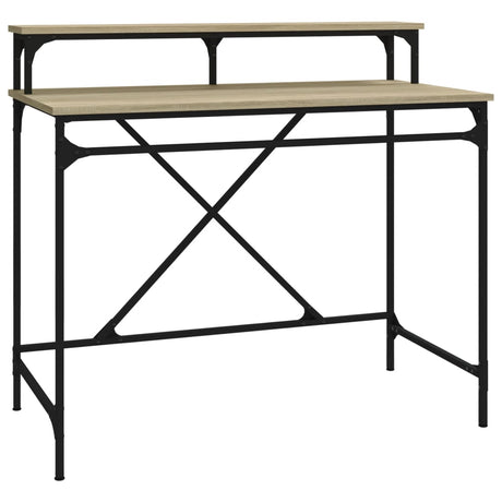 Vidaxl bureau 100x50x90 cm bewerkt hout en ijzer sonoma eikenkleur