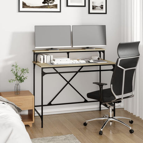 Vidaxl bureau 100x50x90 cm bewerkt hout en ijzer sonoma eikenkleur