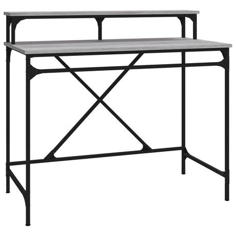 Vidaxl bureau 100x50x90 cm bewerkt hout en ijzer grijs sonoma eiken