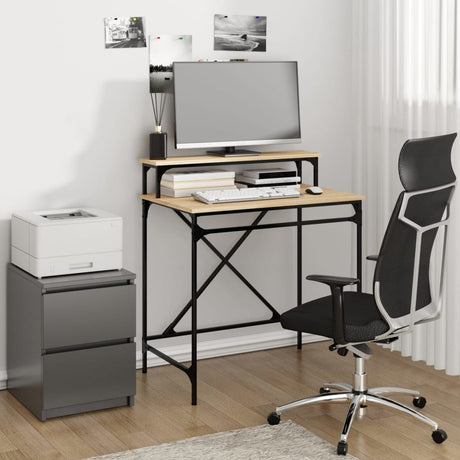 Vidaxl bureau 80x50x90 cm bewerkt hout en ijzer sonoma eikenkleurig