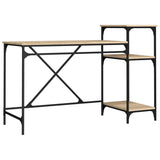 Vidaxl bureau schappen 135x50x90 bewerkt hout en ijzer sonoma eiken