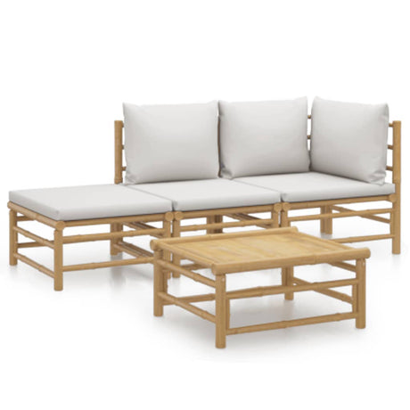 Vidaxl 4-delige loungeset met kussens bamboe lichtgrijs