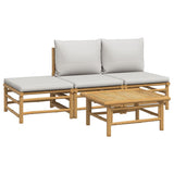 Vidaxl 4-delige loungeset met kussens bamboe lichtgrijs