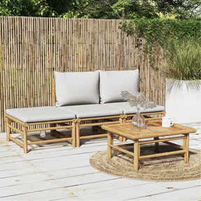 Vidaxl 4-delige loungeset met kussens bamboe lichtgrijs
