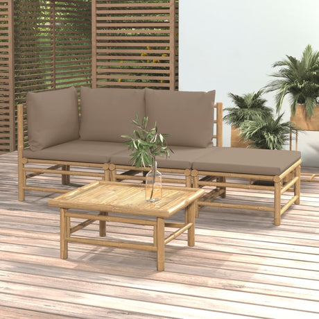 Vidaxl 4-delige loungeset met kussens bamboe taupe
