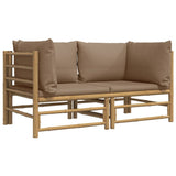 Vidaxl tuinhoekbanken 2 st met kussens bamboe taupe