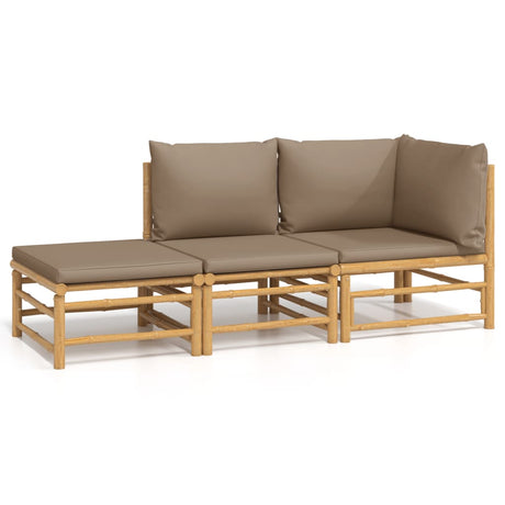 Vidaxl 3-delige loungeset met kussens bamboe taupe