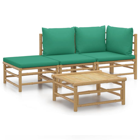 Vidaxl 4-delige loungeset met kussens bamboe groen