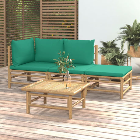 Vidaxl 4-delige loungeset met kussens bamboe groen