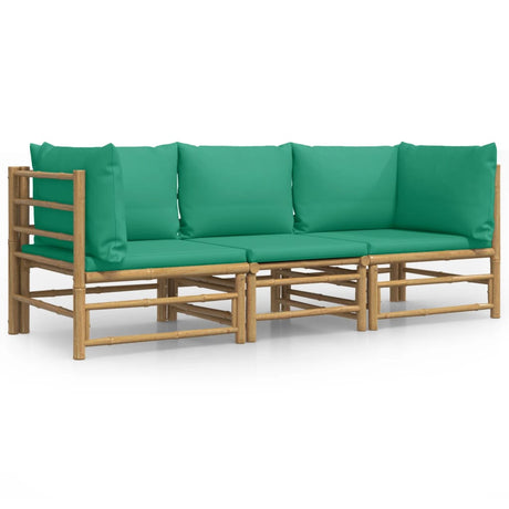 Vidaxl 3-delige loungeset met kussens bamboe groen