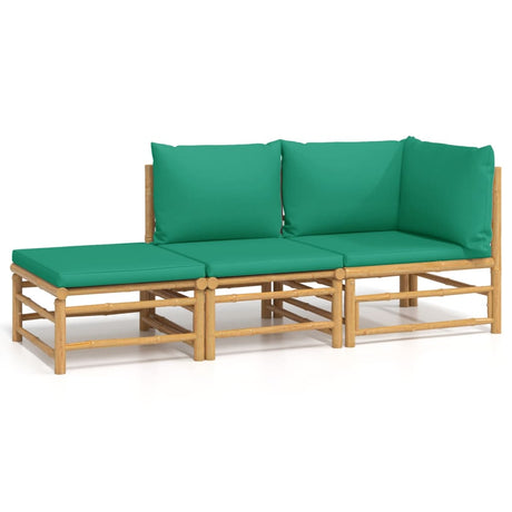 Vidaxl 3-delige loungeset met kussens bamboe groen