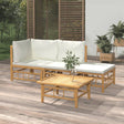 Vidaxl 4-delige loungeset met kussens bamboe crèmewit
