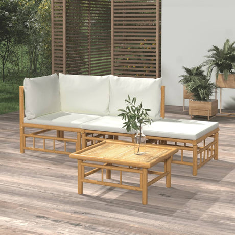 Vidaxl 4-delige loungeset met kussens bamboe crèmewit