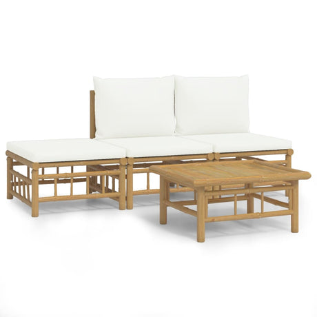 Vidaxl 4-delige loungeset met kussens bamboe crèmewit