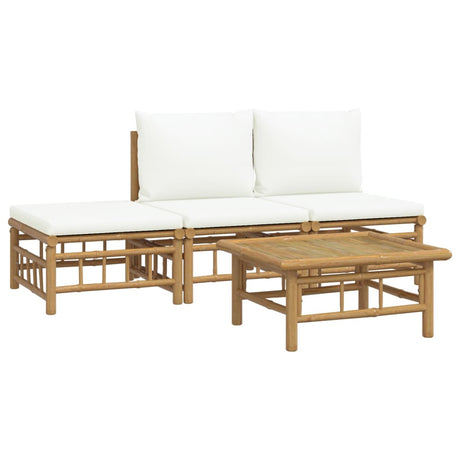 Vidaxl 4-delige loungeset met kussens bamboe crèmewit