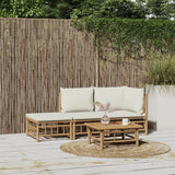 Vidaxl 3-delige loungeset met kussens bamboe crèmewit