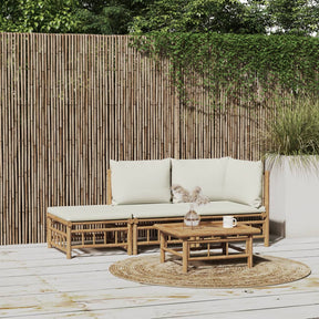 Vidaxl 3-delige loungeset met kussens bamboe crèmewit