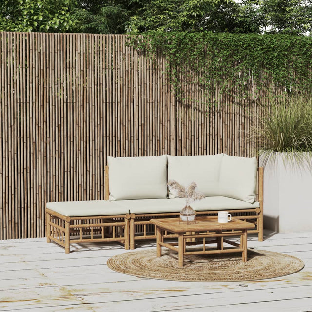 Vidaxl 3-delige loungeset met kussens bamboe crèmewit