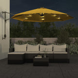 Vidaxl wandparasol met leds 290 cm geel