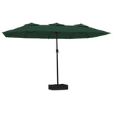 Vidaxl Parasol dvojna streha z LED 449x245 cm zelena