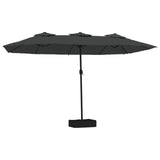 Vidaxl Parasol dvojna streha z LED 449x245 cm antracit -obarvana