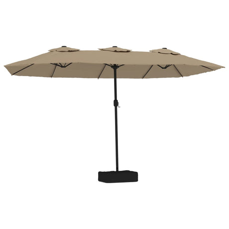Vidaxl parasol dubbel dak met led 449x265 cm taupe