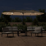 Vidaxl parasol dubbel dak met led 449x265 cm taupe