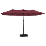 Vidaxl Parasol dvojna streha z LED 449x245 cm Bordeaux Red