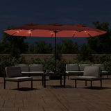 Vidaxl parasol dubbel dak met led 449x265 cm terracottakleurig