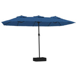 Vidaxl Parasol dvojna streha z LED 449x245 cm azure modra