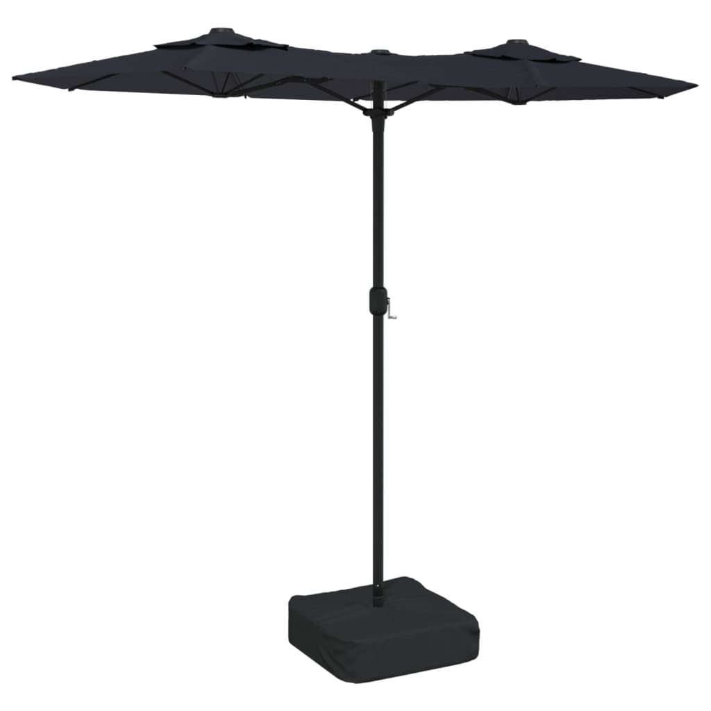 Vidaxl Parasol dvojna streha 316x240 cm črna